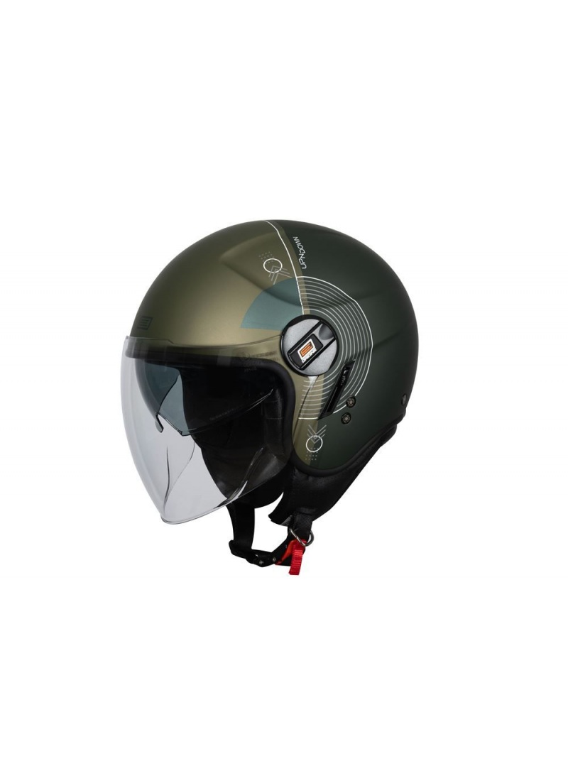 Capacete de motocicleta Jet com parasol Origine Alpha Upndown Green Matt E2206